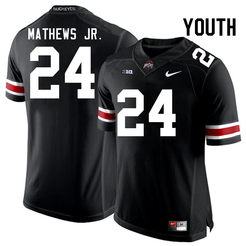 Ohio State Buckeyes Jermaine Mathews Jr. Youth #24 Black Authentic Stitched College Football Jersey